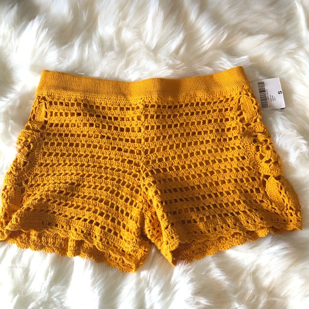 ‼️Mustard Crochet Shorts